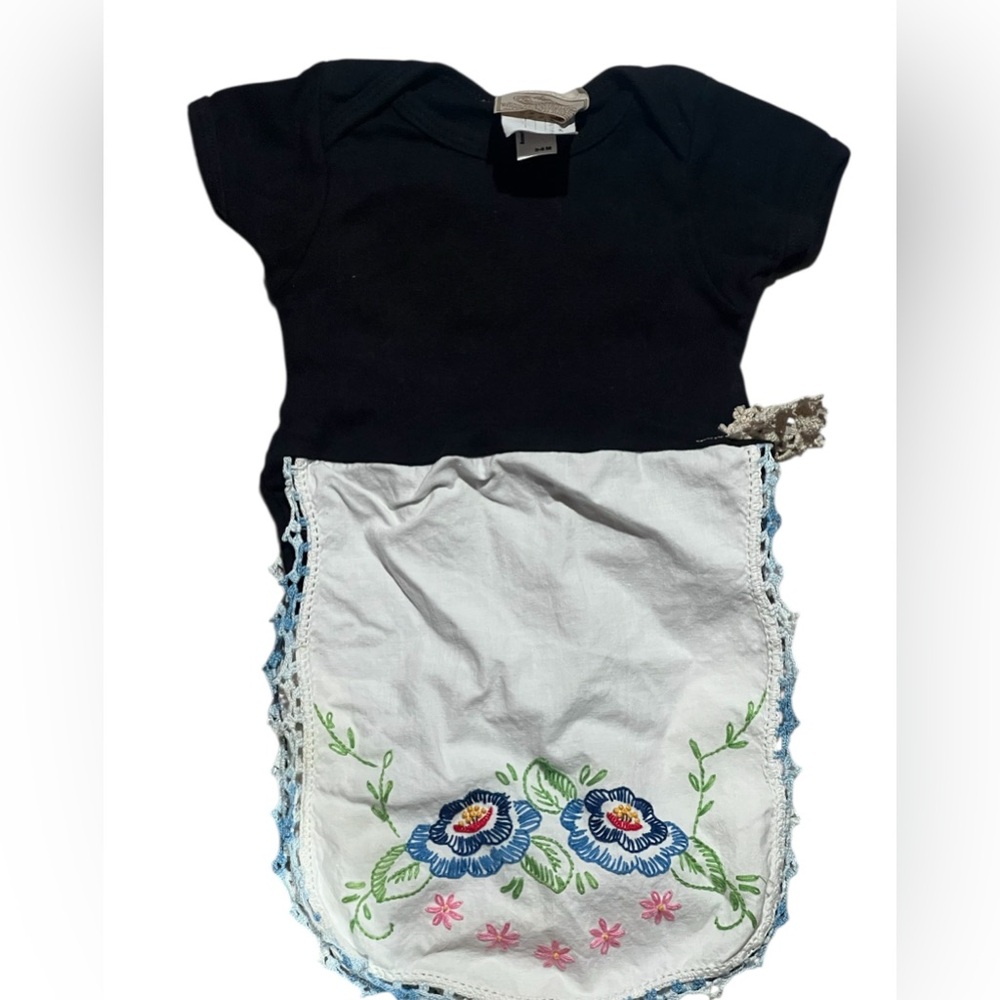 Hankie Babies Kids Embroidered onesie  with Blue Floral apron (dress like?)